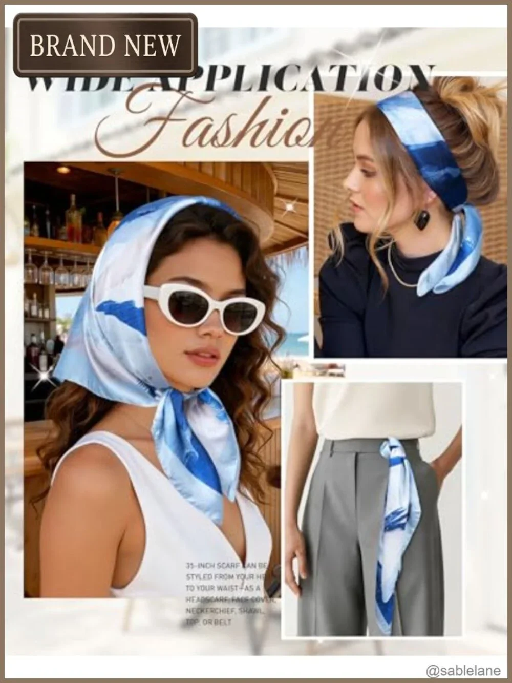 Satin Scarf for Women - 27 Inch Square Hair Scarf, Silky Head Wrap, Hair